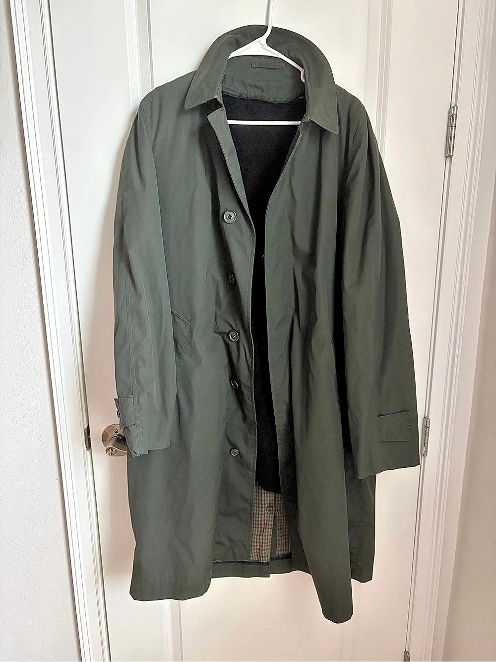 Vintage Gold Circle Men's Raincoat Plaid Lining Size Large